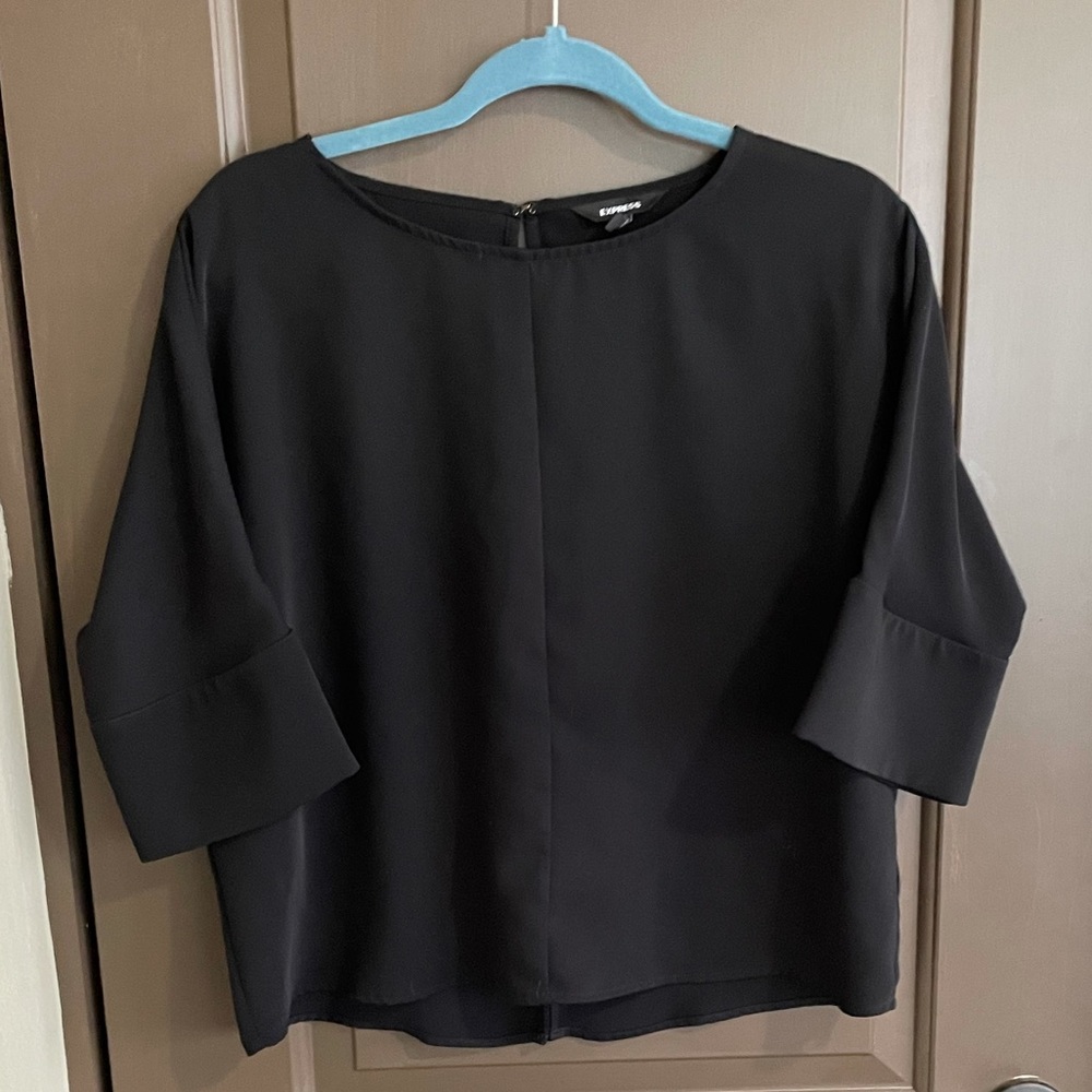 Express Black 3/4 Sleeve Blouse S - Picture 3 of 13